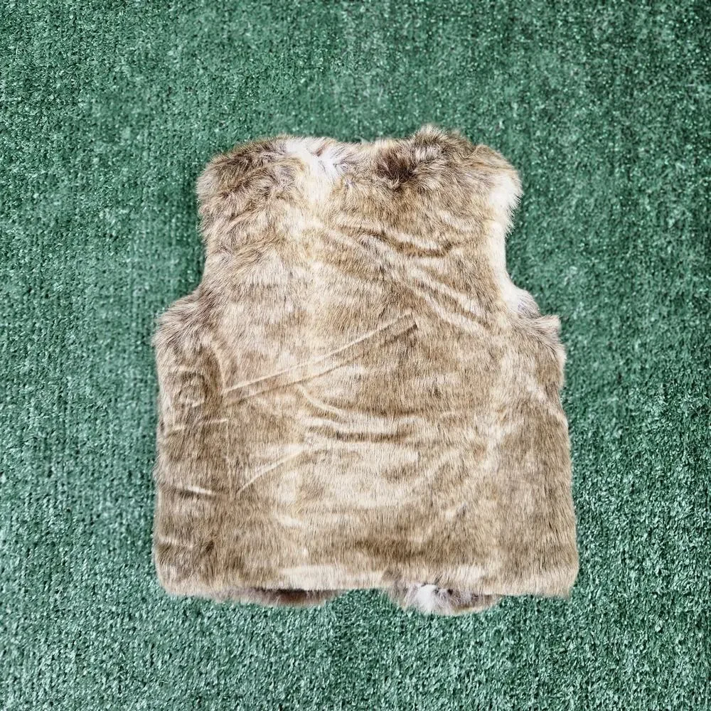 OshKosh Bgosh Toddler Faux Fur Vest Girl's 2T Brown Sleeveless Vest